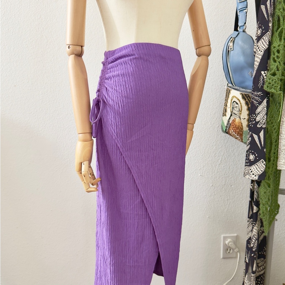 NWT Lulus Modern Confidence Textured Ruched Drawstring Midi Skirt - Size S - Picture 6 of 6